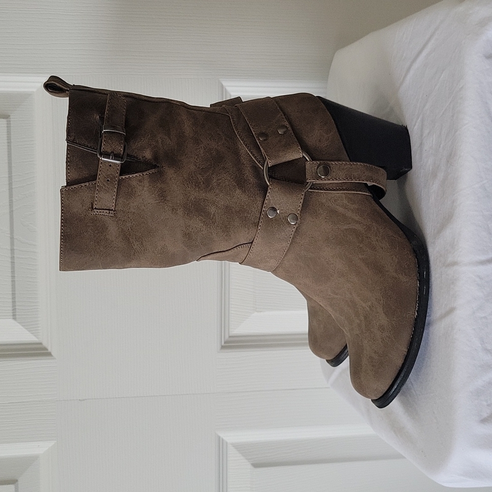 Brown harness boots from Justfab. Size 8